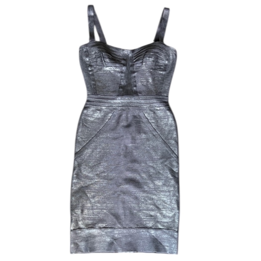Herve Leger Therese Novelty Foil Bandage Dress Size: XS